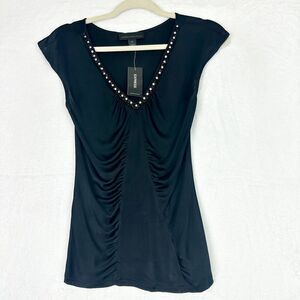 Vintage Express Y2K Deadstock Top Size XS NWT Beaded Bling Neckline Whimsigoth